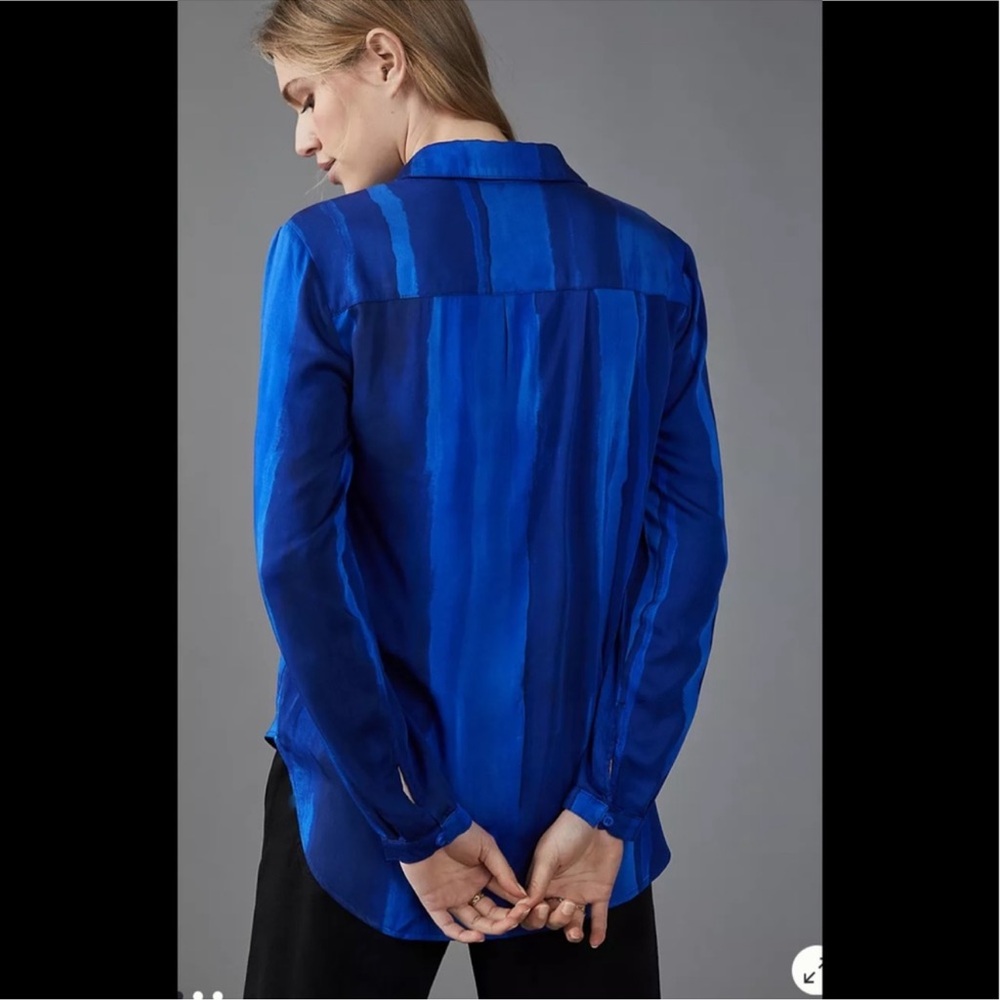 Anthropologie Cloth & Stone royal Blue Button Down Shirt XS - Picture 10 of 10